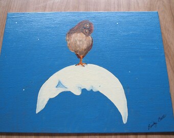 Original Painting- Hoot Owl Over the Moon