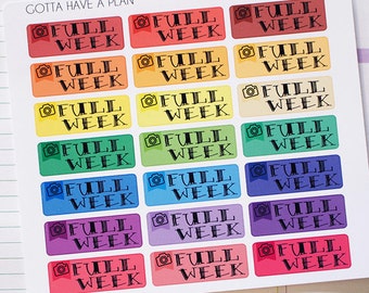 Planner Stickers Full Week Spread Reminder for Erin Condren, Happy Planner, Filofax, Scrapbooking