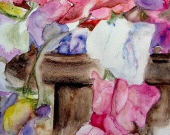 watercolor flowers on the coffee table