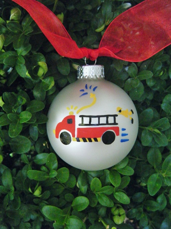 Firetruck Ornament Personalized Truck for Birthday or