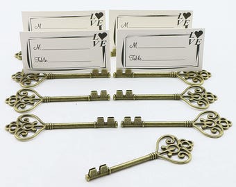 100pcs Small Vintage Skeleton Key Shaped Wedding Favor Rustic Decoration Photo Holder Key to Your Heart Antique Christmas Decor