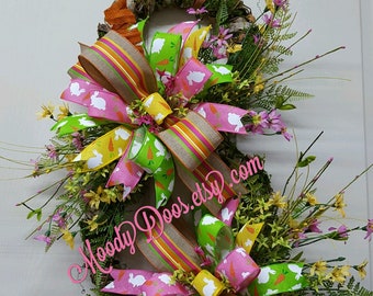Easter Wreath, Easter Bunny, Easter Rabbit, Grapevine/Bark Bunny Wreath, Spring Wreath, Spring, Easter Decoration