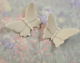 White Bisque Butterflies set of 2