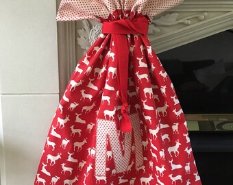 Santa Sacks, fully lined. Choice of colours. Personalised with letter or your choice. Generous dimensions.