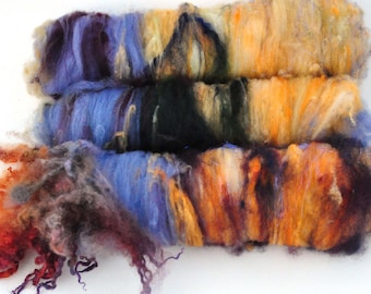 Textured, Chunky Carded Art Batts + Locks - Clifftops - 3.7 ounces - For Spinning or Felting
