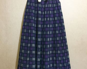 Pleated check purple skirt vintage rare