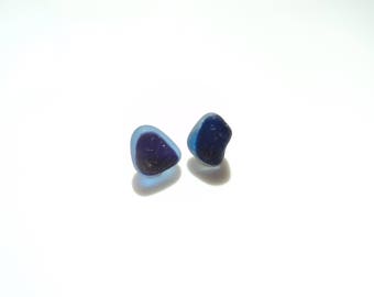 Collectors Seaglass - Two sea glass multies - blues - E1736 - from Seaham beach, UK