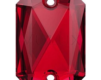 Swarovski 3252 Emerald Cut Sew on Stone - Scarlet