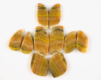 5 Pair Yellow Bumble Bee Jasper Natural Healing Crystal Gemstone Cabochon Chakra Crystals Reiki Loose Jewelry Making Gemstone 138Cts#5149