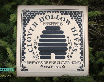 Bee Keeper Gift, Bee Hive Decor, Farmhouse Decor, Honey Bee Sign, Primitive Signs