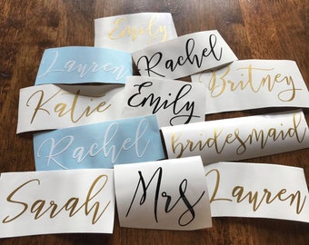 Custom Name Vinyl Decal for Glass, Personalized Name Decal, Custom Name Stickers, Bridal Party Gift, Wedding, Wine Glass Decal, Tumbler