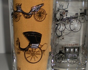 Mid Century Modern Retro Classy Vintage Carriage Drinking Glasses as seen on Mad Men Sold In Pairs