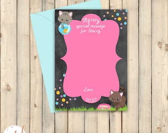 Kitten Time Capsule Sign, Kitty Cat Kitten Printable Message Card, Well Wishes Card, Notecard, Purr-Fect Pawty Birthday Party Decor, Digital