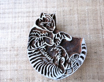 Lazy Cat Stamp / Block Print Stamp / Wooden Printing Stamp Cute Animal Stamp