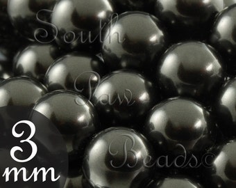 3mm Swarovski pearls Black beads by Swarovski Style 5810 (50)