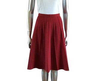 Vintage Burgundy Pleated Skirt
