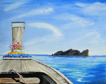 Maya Bay Art/Thailand Boats Art/Thailand Island Art/Koh Phi Phi Island/Koh Phi Phi Art/Travel Art/Vacation Art/Thailand Painting/Maya Bay