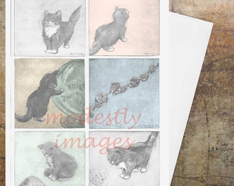 Cat greetings card, Cat Birthday card, Greeting card, Artist Card , Birthday greetings, Cat card, Personalised card, card for cat lover