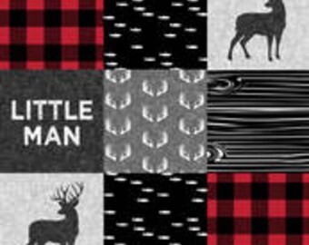 Little Man Buck Patchwork Print Bumper Pads (navy or black)
