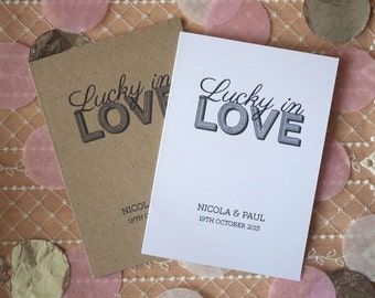 10 x personalised lottery ticket or scratch card holder wedding favour cards