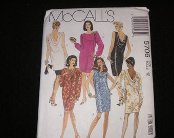 1991 UNCUT McCalls 5706 Dress Pattern in Misses Size 12