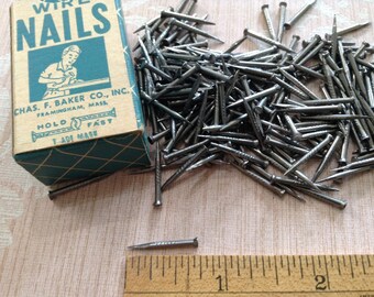 Vintage Cobbler Nails, Wire Clinching Nails, Woodworking, Carpentry Nails, New Old Stock Hardware - In Original Box