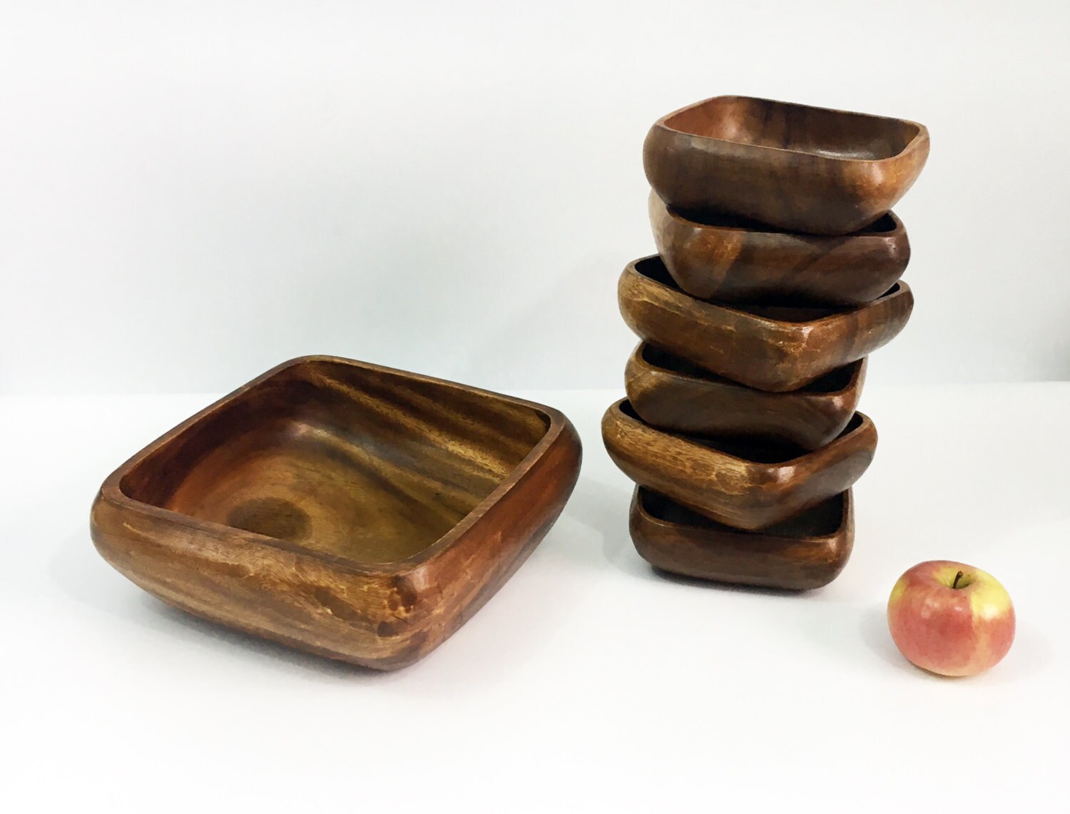 Wood Salad Bowls - Vintage Wooden Genuine Acadia Wood Made in the ... Wood Salad Bowls - Vintage Wooden Genuine Acadia Wood Made in the ...