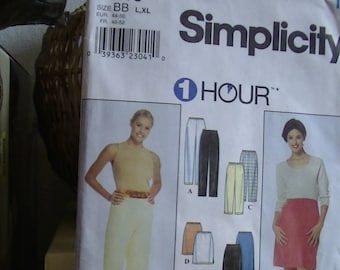 Simplicity Pattern 8740 Size BB (L,XL) 1 HOUR, Misses' Pants, Shorts, and Skirt.