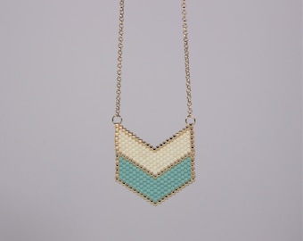 Necklace "Chevron white Turquoise"