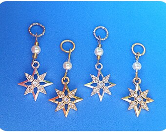 Hearing Aid Charms: Silver and Gold Bethlehem Stars with glass accent beads!