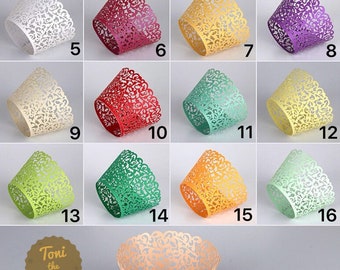 BUY 2 GET 1 FREE-Set of 12 pieces Damask Lace Filigree Cupcake Wrapper Liner, Paper Cupcake Holder, Cupcake Liner, Party Decor, Wedding