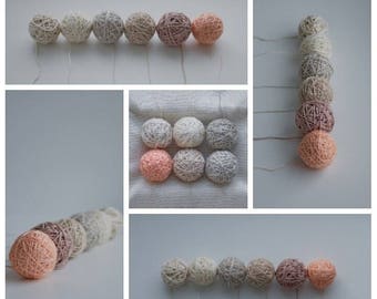 Set of Yarn/Threads Linen and Cotton, Balls of 6 Colors, for Packaging/Knitting/Embroidery/Crocheting/Macrame