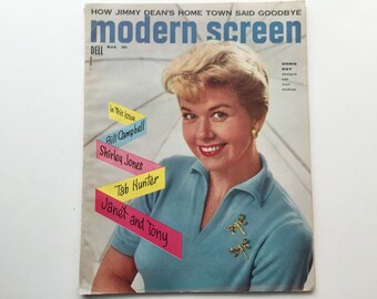 Modern Screen Magazine March 1956 - Cover Doris Day - Vintage Movie Magazine - Inside James Dean & Joan Collins