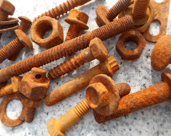 Rusty Screws Nuts and Bolts for assemblage art, sculpture, home decor