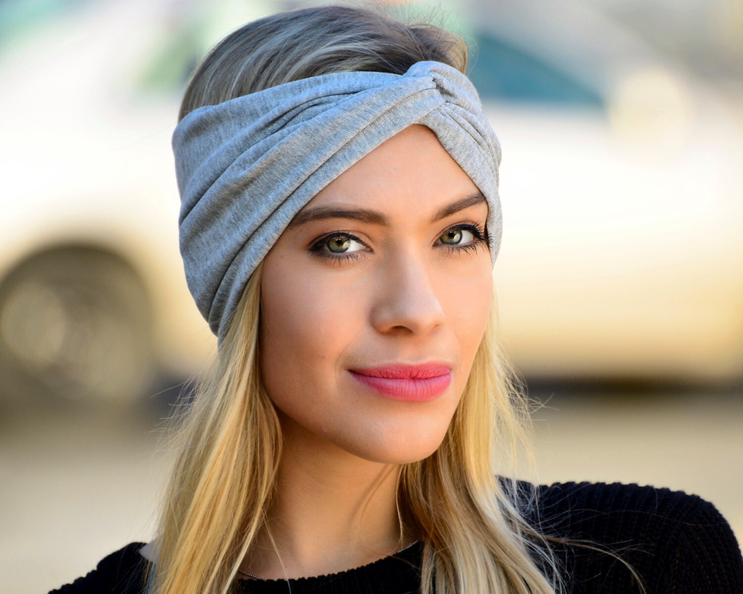 Headband Women's Turban Headband Headwrap Silver Gray