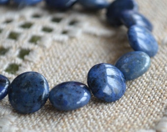 15pcs 12mm Sunset Dumortierite Natural Puffed Flat Round Coin Gemstone Beads