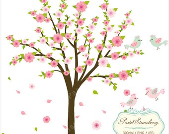 Pink Flowering Tree & Birds - Personal Or Small Commercial Use (P030)