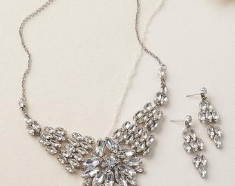 Rhinestone Bridal Jewelry Set, Wedding Jewelry Set,Silver Jewelry Set,Bridal Accessory, Wedding Accessory, Rhinestone Bridal Jewelry~JS-1688