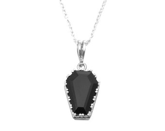 Coffin Pendant Natural Gemstones Solid Silver with 18" Silver Chain