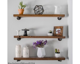 Ships in 7-9 Days (bus.), Sawmilled Floating Shelves, Barn, floating shelf, Reclaimed wood shelves, Pipe shelf, Rustic shelf, Farmhouse