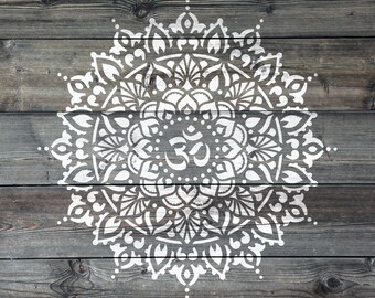 Om Mandala Stencil - Reusable DIY Craft Stencils of an Om Mandala