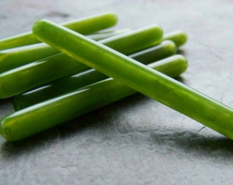 Vintage Bead-Vintage Lucite Beads-Vintage Green Marbled Lucite Tube Beads-10