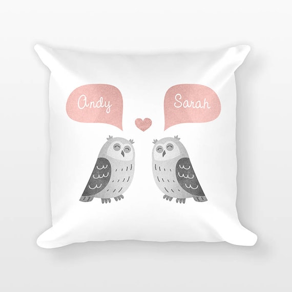OWL Pillow, Animal Couple Pillow, Personalized Pillow, Unique Wedding Gift for Couple, Custom Throw Pillow, Decorative Pillow for Couch