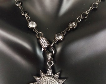 Pave sunburst necklace