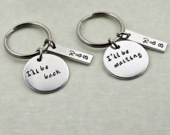 Personalized Couple's Keychains - Engraved Going Away Gift - Long Distance Relationship - Couple Gift Valentine's Gift Seperation Deployment