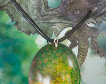 Green Dragon Egg Pendant with REAL Reptile Shed Inside! | Dragon Egg Necklace | Reptile Shed Necklace | Snake Shed Necklace | Unique Gift