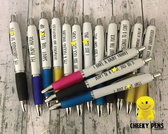 5 PEN PACK Cheeky Chops Profanity Pens / Rude/ Sweary / Offensive / Funny / Novelty
