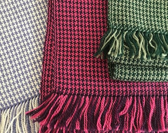 Classic Houndstooth Handwoven Scarf Merino Wool/Tencel
