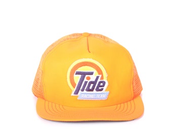 Vintage Orange Trucker Hat / Tid Racing Mens Hat / Nascar Trucker Cap / Baseball Cap / Womens Baseball Hat Cap / Orange Hat / Nascar Hat