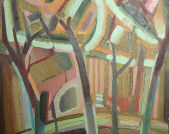 Vintage Avant Garde landscape oil painting